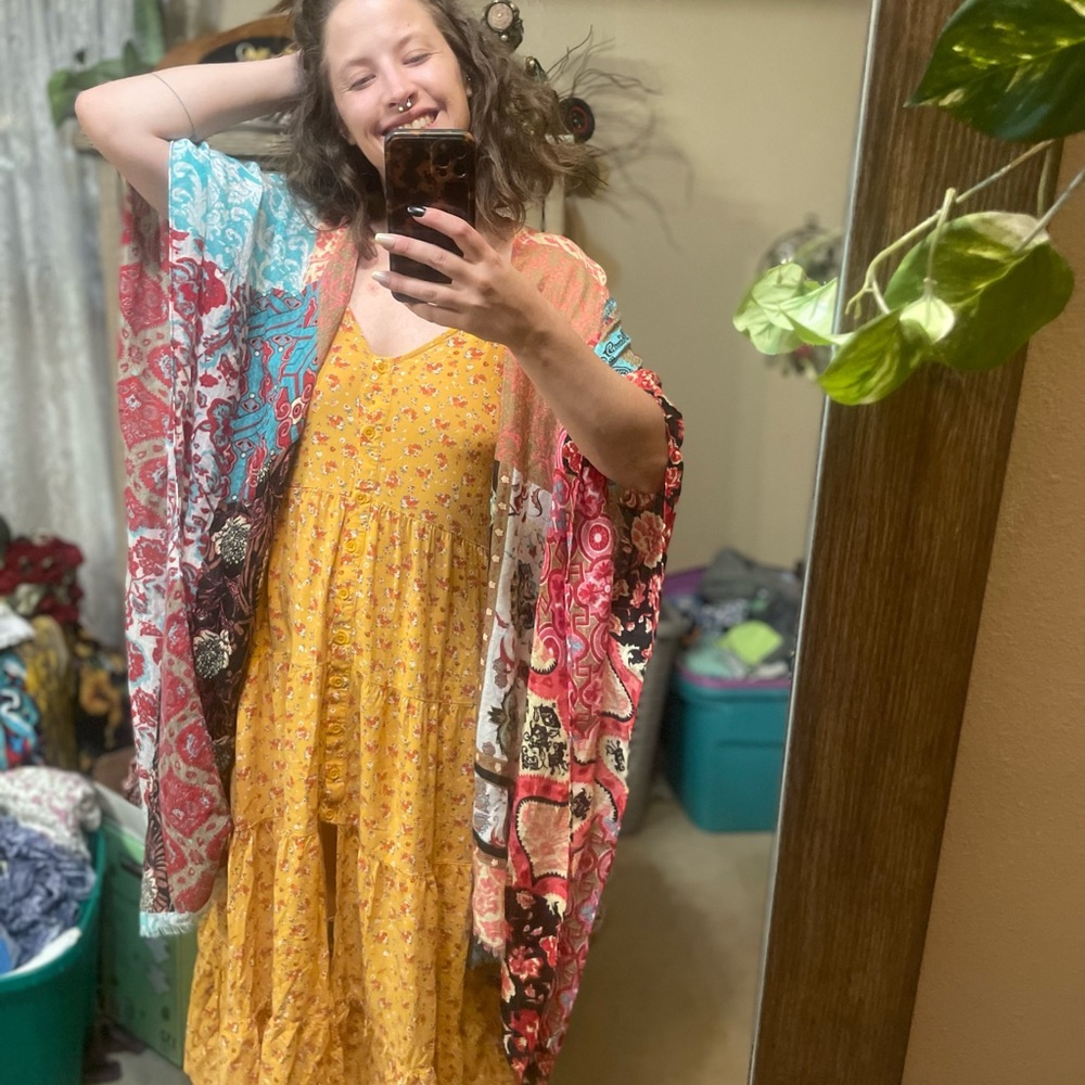 Three bird nest patchwork boho kimono